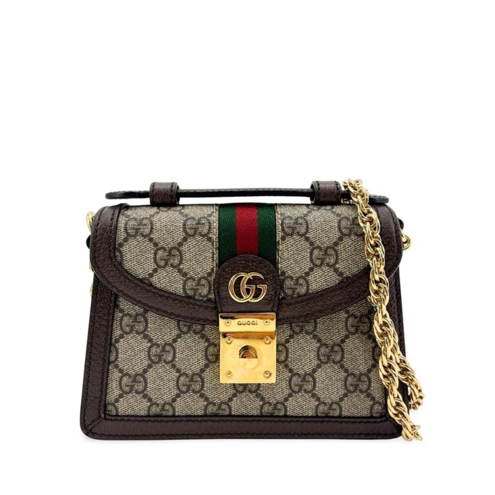 Gucci Ophidia Gg Coated Canvas And Leather Brown Canvas Backpack Bag